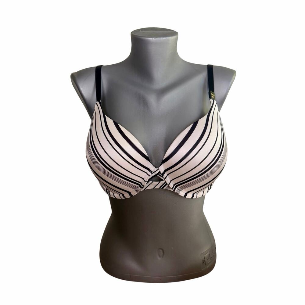 NWT New Victoria’s Secret 36D Padded Perfect Coverage Black White Striped Bra
